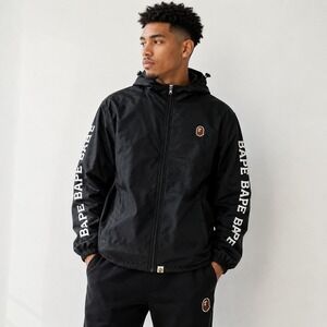 A Bathing Ape BAPE Windbreaker‎ Jacket Black Mens Large